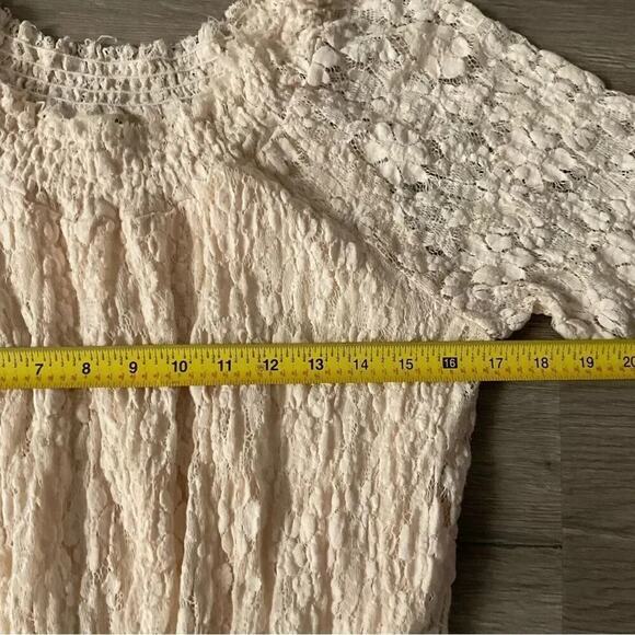 Free People Long Sleeve Ruched Lace In Cream Size XS - Picture 9 of 10